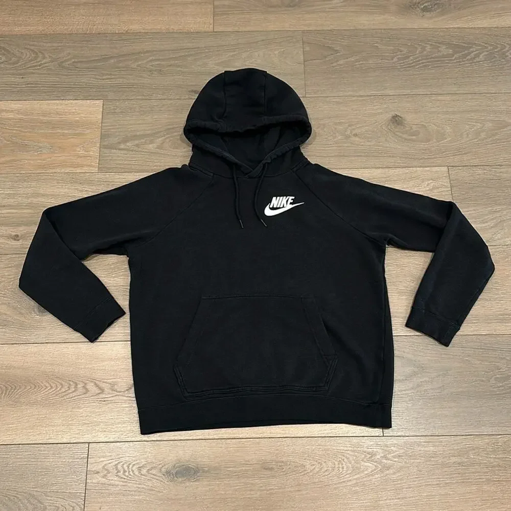 NIKE Black‎ Sportswear Club Fleece Pullover Hoodie Active Lounge Sweatshirt Sz M